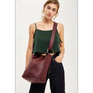 Topshop Rebecca Metal Ring Shoulder Bag Burgundy